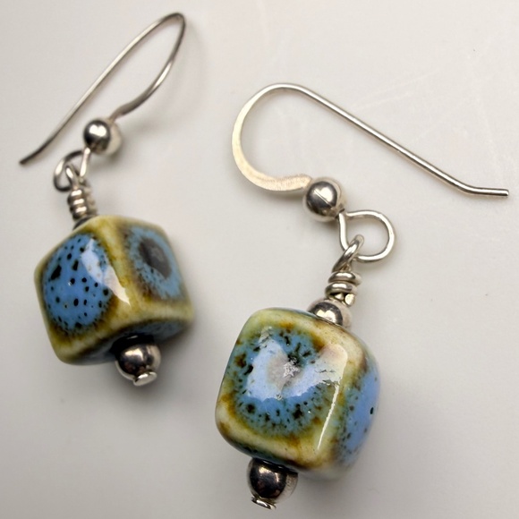 Rustic Ceramic Earrings - Picture 3 of 6